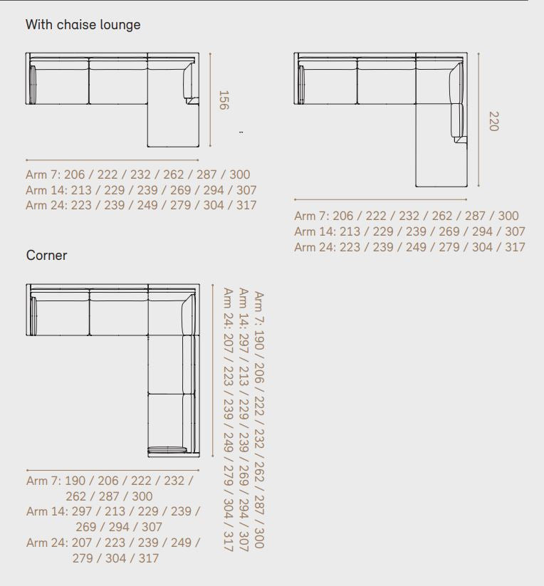 Arena 7 sofa - 3 seter - 222 cm