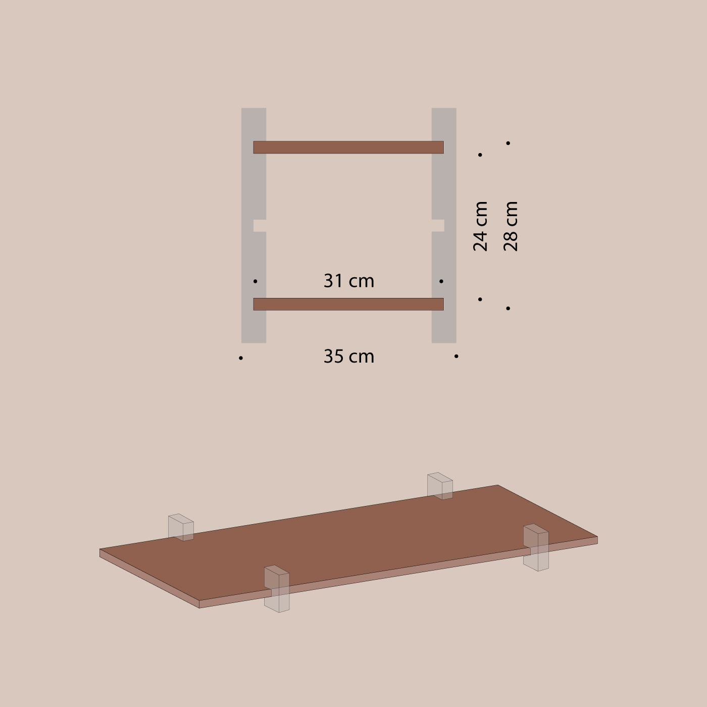 Abel system - Hylleplate Gulvmodell - 31 x 160 cm