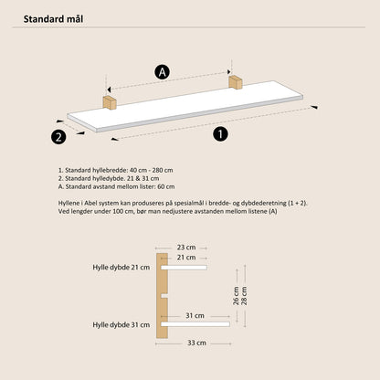Abel system - Hylleplate - 120 cm