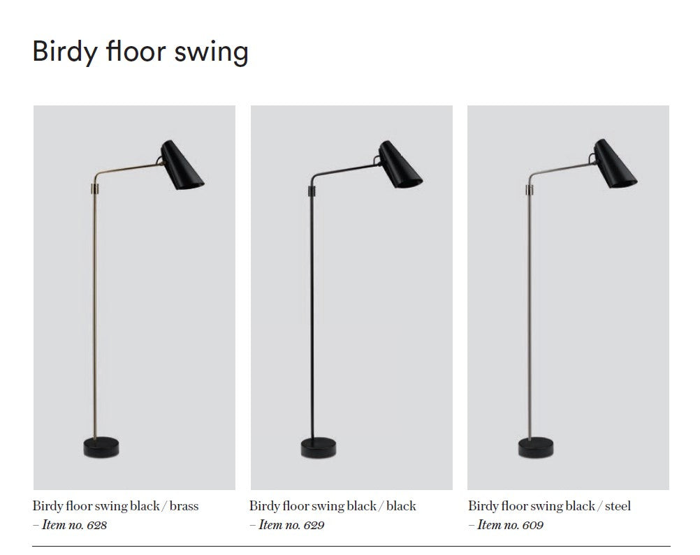 Birdy - Swing - Gulvlampe - Sort / Messing