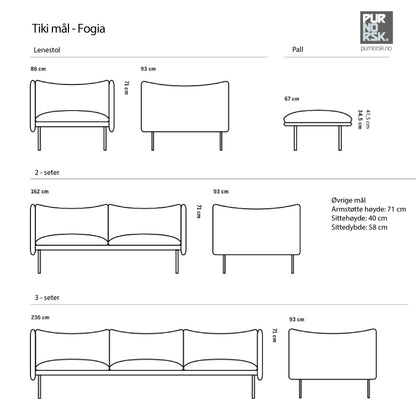 Tiki - 3 seter - Skinn