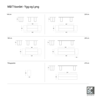 T-bordet - Spisebord - Eik - 180 cm