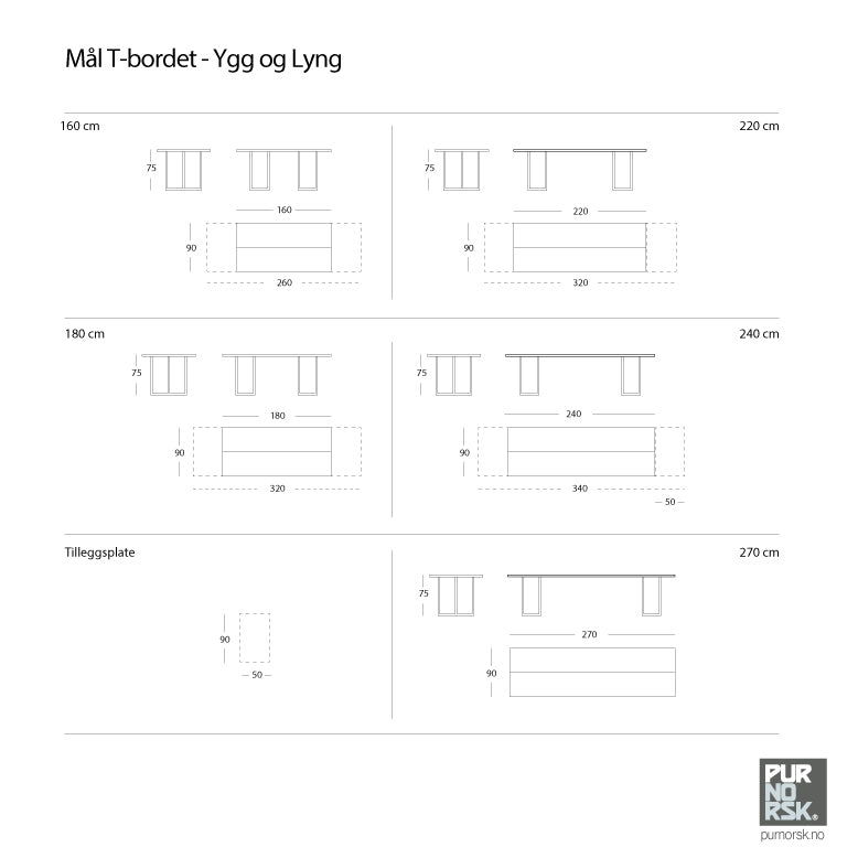 T-bordet - Spisebord - Eik - 160 cm